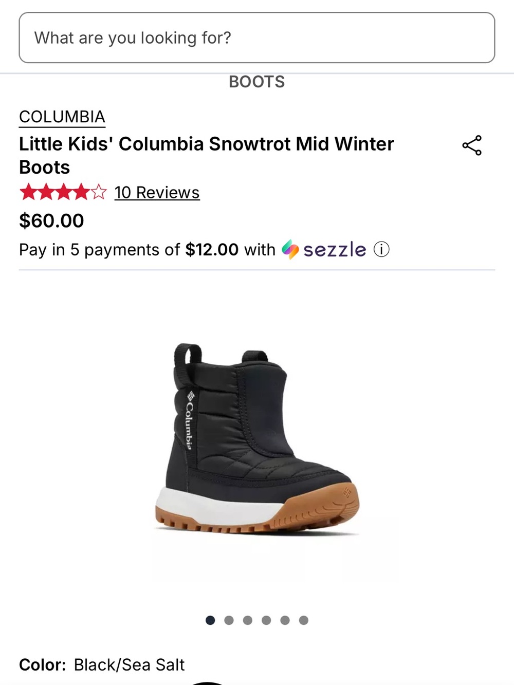 Columbia Kids' Snowtrot Mid Winter Boots - Black with Tan Sole size child 9